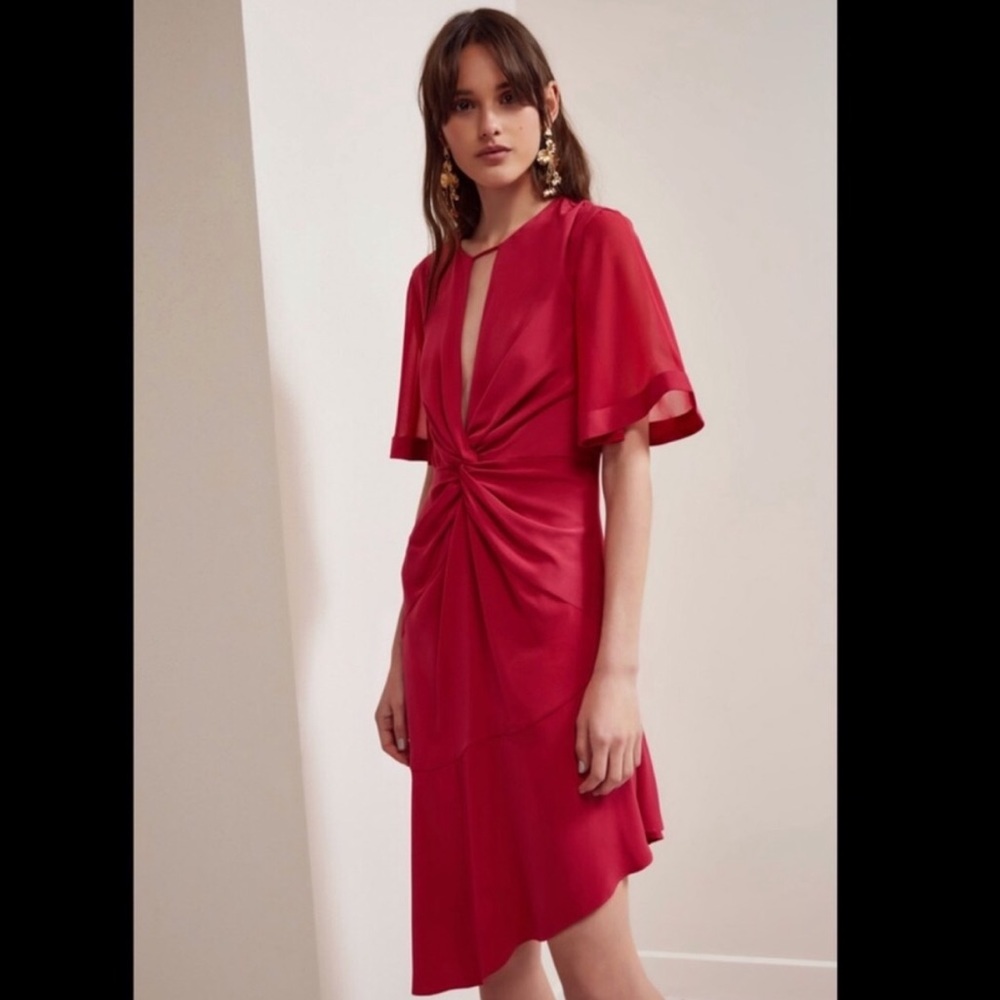 NWT Keepsake Knotted Midi Dress in Raspberry - Picture 5 of 9